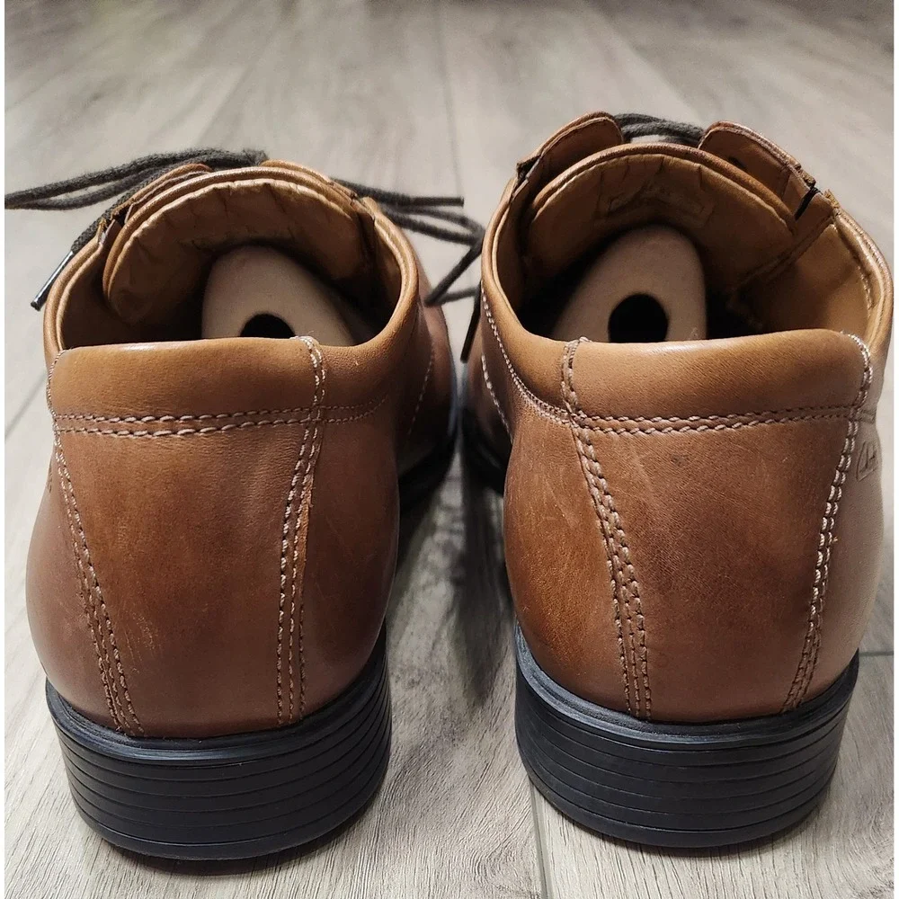 Clarks Collection Mens Brown Leather Cap Toe Oxford‎ Dress Shoes Size 10.5 W